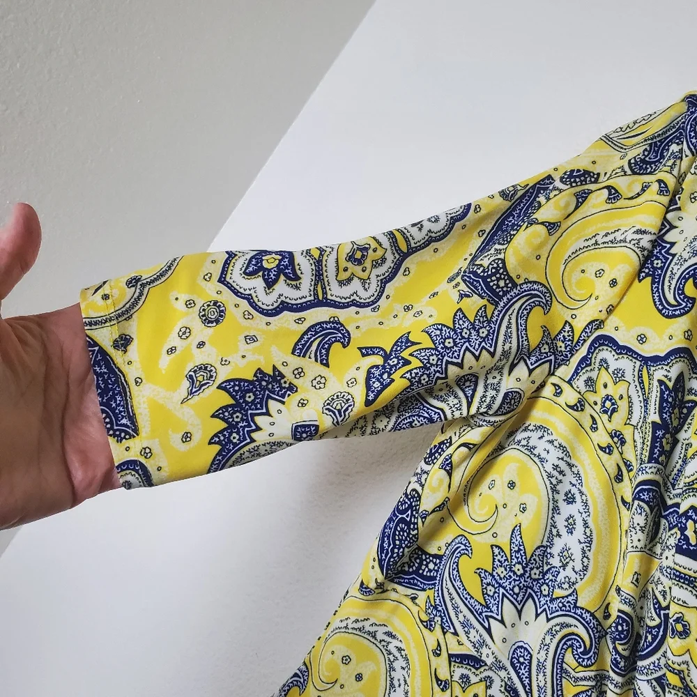 Ralph Lauren‎ NWT Starlight Yellow & Blue Paisley Surplice Dress
